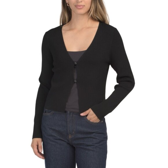 525 AMERICA Black Libby Button Down Cardigan - Picture 1 of 2